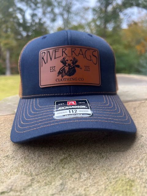 OG River Rags Trucker 112 Navy/ Harvest Brown duck fetcher patch OG River Rags Trucker 112 Navy/ Harvest Brown duck fetcher patch