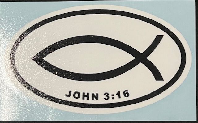 4" oval john 3:16 decal