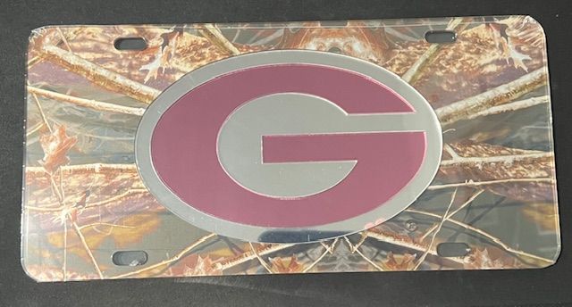 Laser cut inlaid mirror tag camo UGA Mirror pink G