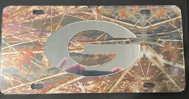 Laser cut inlaid mirror tag camo UGA Mirror G