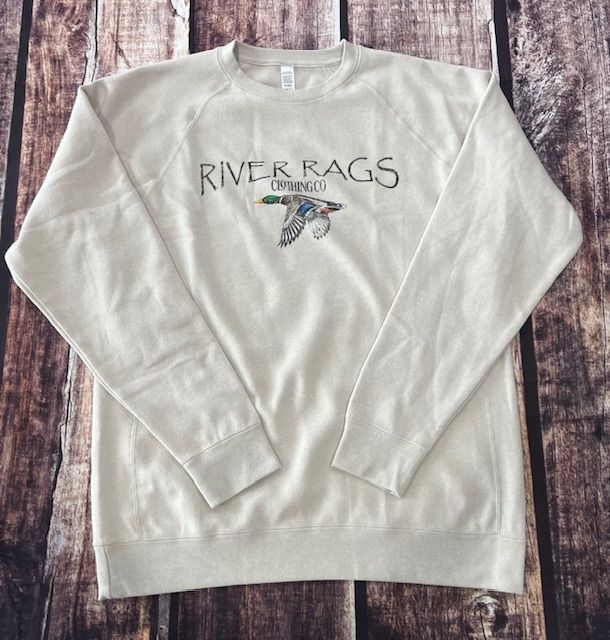 Lone Mallard logo crewneck Raglan sweatshirt Stone Heather