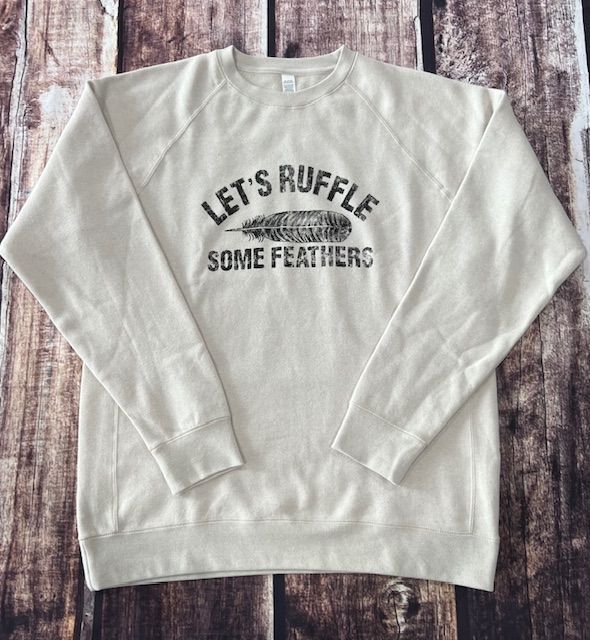 Lwt's Ruffle Some Feathers logo Crew neck Raglan sweatshirt Stone Heather