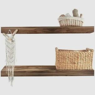 ACACIA WOOD SHELVES 2PK