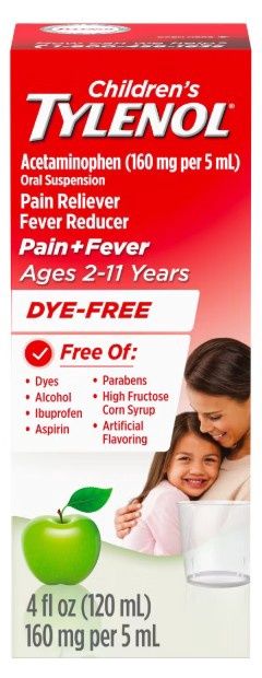 Tylenol Children Pain &amp; Fever Ages 2-11 years Natural Apple