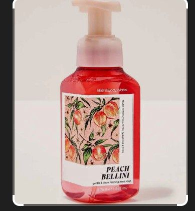 Bath and Body Work Peach Bellini gentle and clean foaming hand soap made without Sulfates, Parabens  and Dyes