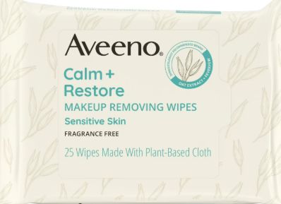 Aveeno Calm and Restore Make-Up removing Wipes Sensitive Skin Fragrance Free