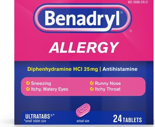 Benadryl Allergy Diphenhydramine HCI 25mg Antihistamine