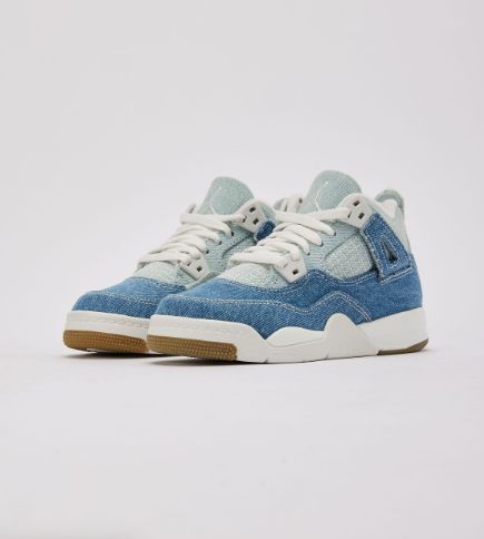 Jordan 4 Retro Tex (PS) Sail/Worn Blue Metalic Gold Voile/Or Metalique/Bleu Use  JumpMan Nike Inc