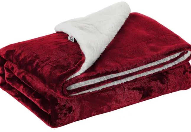 London Loft Plush Velvet Reverse to Sherpa Throw 50 by 60