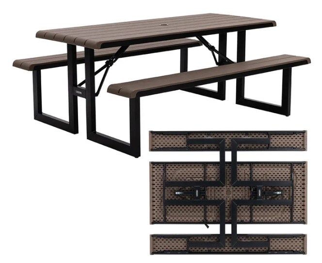 Lifetime Commercial 6 ft Folding Picnic Table with Bench Seating