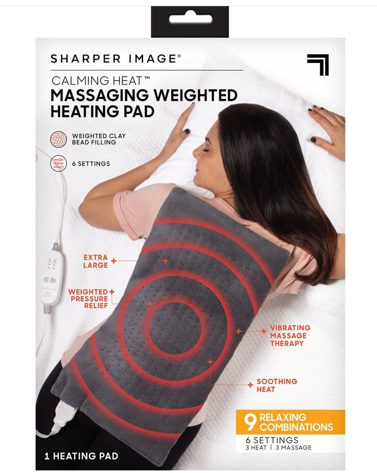 Sharper Image Calming Heat Massaging Weighted Heating Pad