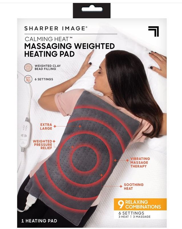 Sharper Image Calming Heat Massaging Weighted Heating Pad