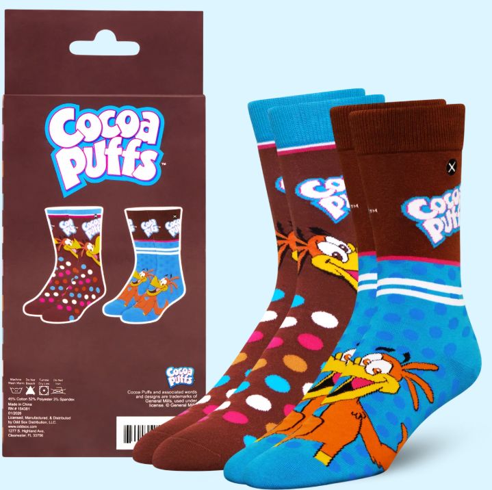 Odd Socks - Cocoa Puffs Novelty 2 Pack Box Crew Socks