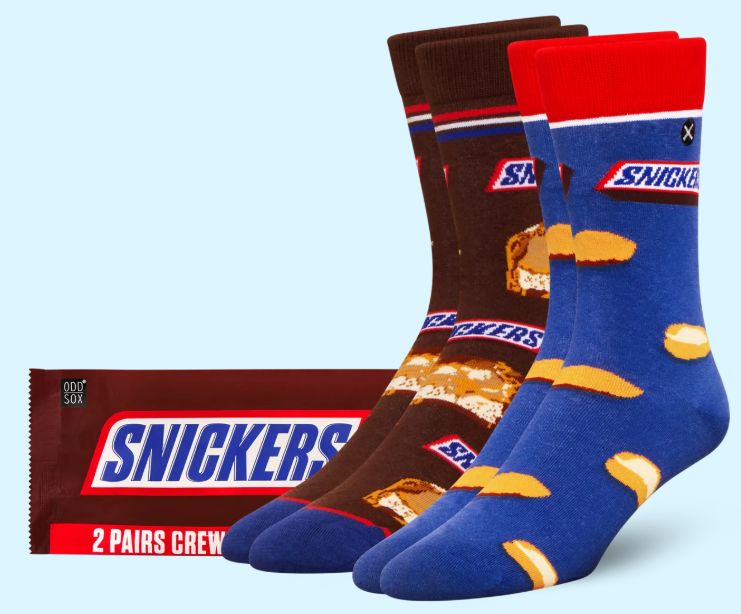 Odd Socks - Snickers 2 Pack Novelty Bar Crew Socks