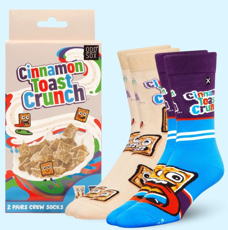 Odd Socks - Cinnamon Toast Crunch Novelty 2 Pack Box Crew Socks