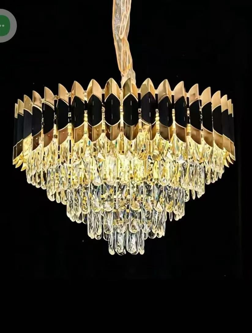 Noir Royale: Black &amp; Gold Crown Chandelier