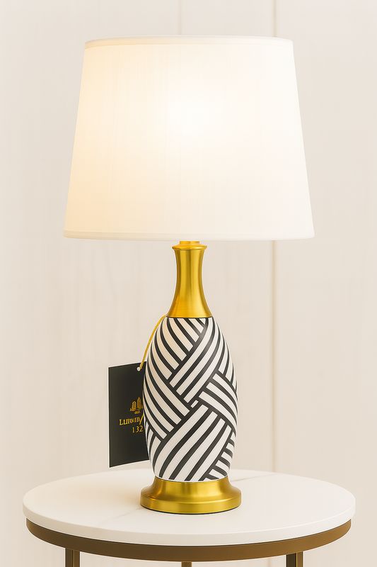 Aurelia Deco: Geometric Ceramic Table Lamp