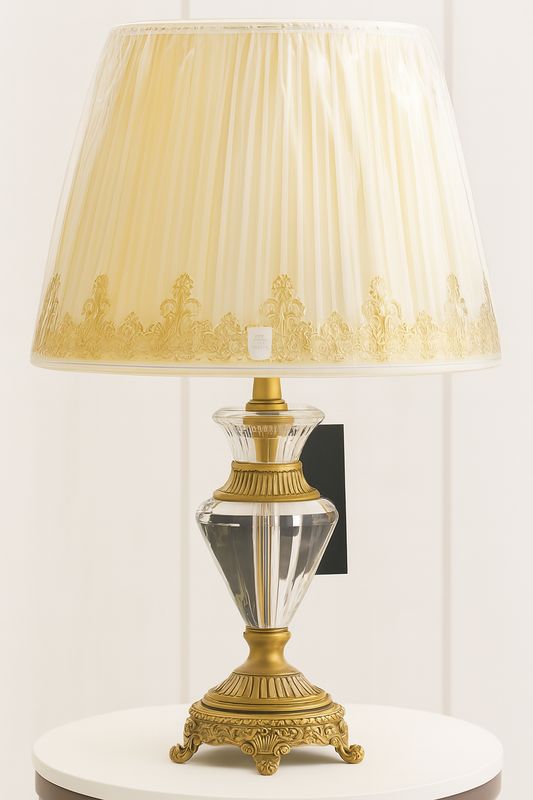 Baroque Crystal Table Lamp with Ornate Gold Base