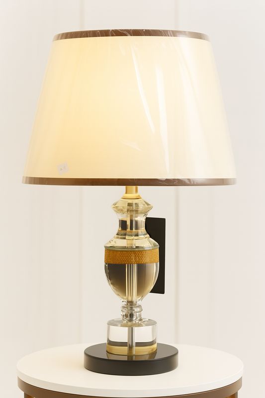 Classic Crystal Table Lamp with Gold Banding