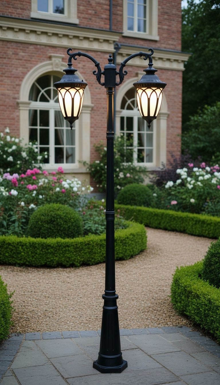 Heritage Twin Lantern Iron Lamp Post – Understated Elegance with Vintage Soul