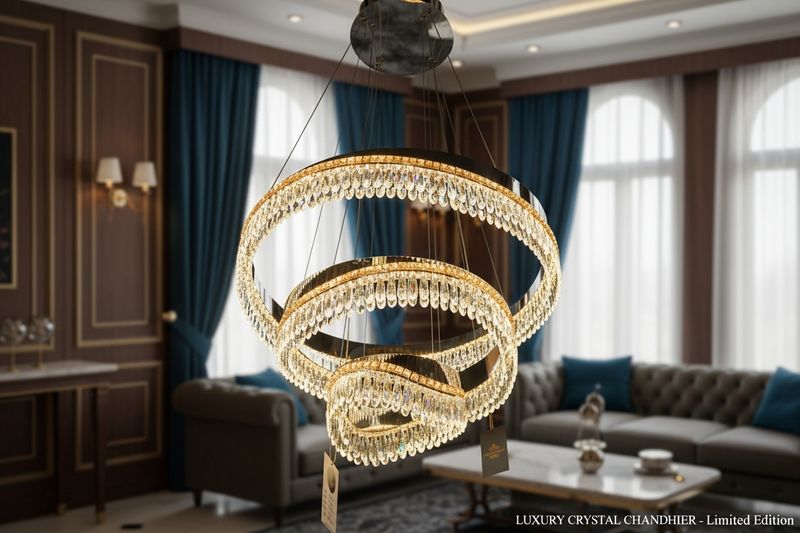 Triple Spiral Crystal Chandelier