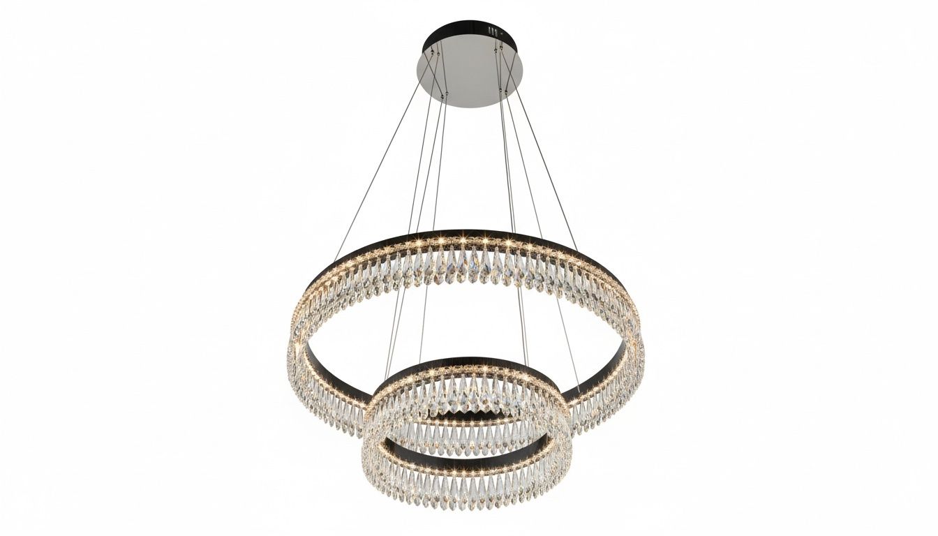 Sculptural Dual-Ring Crystal Chandelier