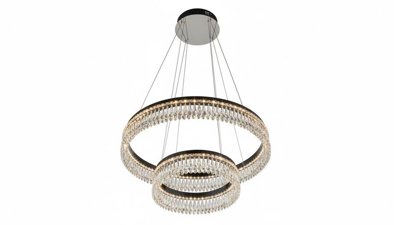 Sculptural Dual-Ring Crystal Chandelier
