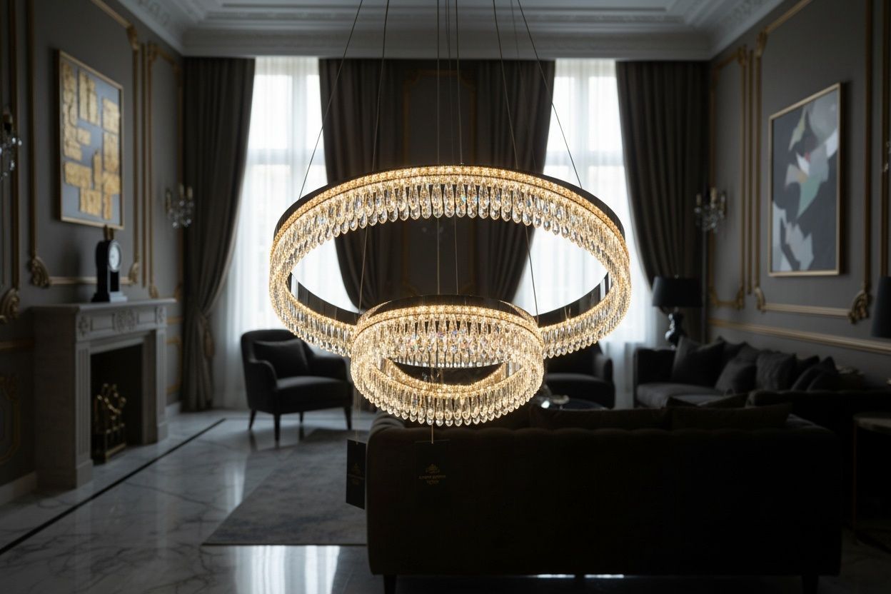 Graceful Double-Wave Crystal Chandelier