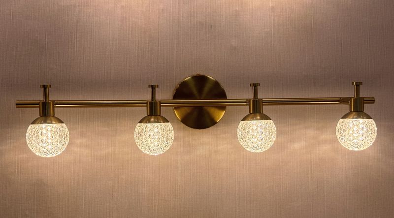 Luna Sphere Vanity Light – Brushed Brass &amp; Etched Globe Series