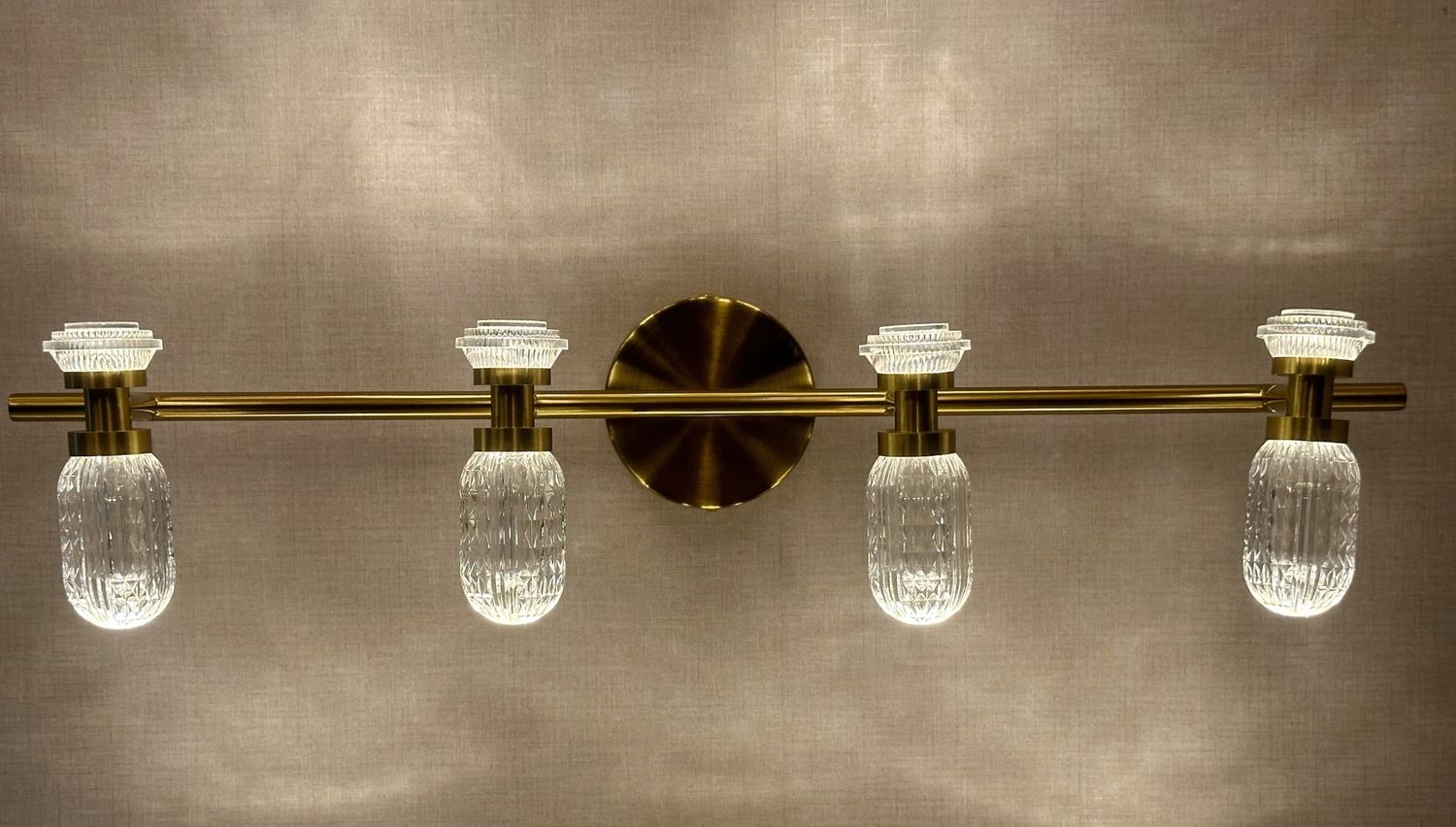 Luna Frost Vanity Light – Brushed Gold &amp; Opal Crystal Series