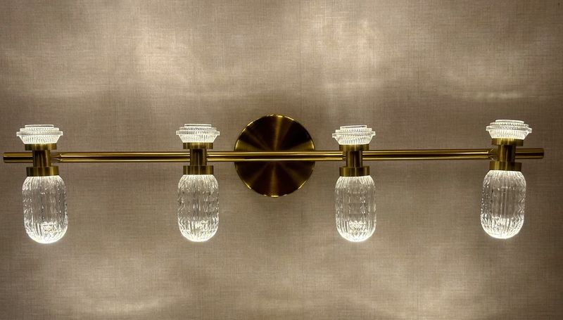 Luna Frost Vanity Light – Brushed Gold &amp; Opal Crystal Series