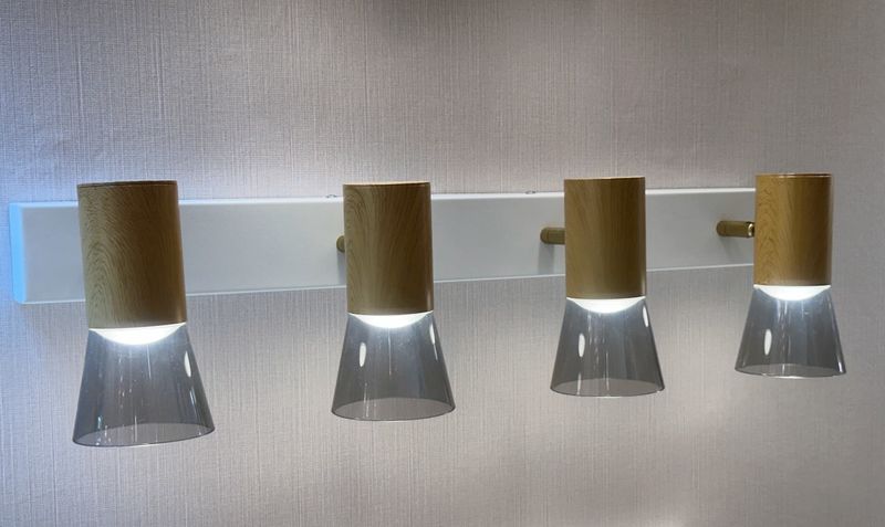 Nova Edge Vanity Light – Matte White &amp; Gold Cone Series