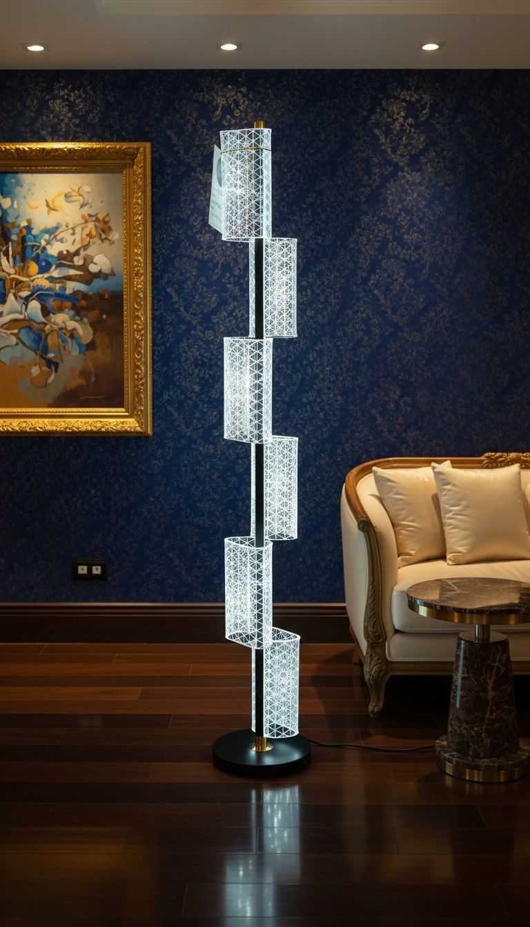 Aurelia Column: Staggered Crystal Floor Lamp