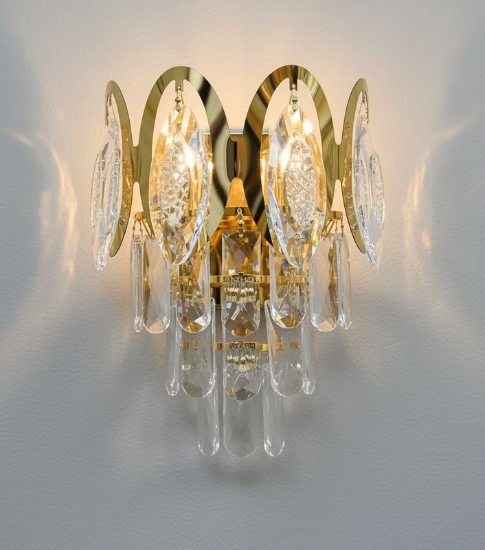 Golden Cascade Crystal Wall Sconce