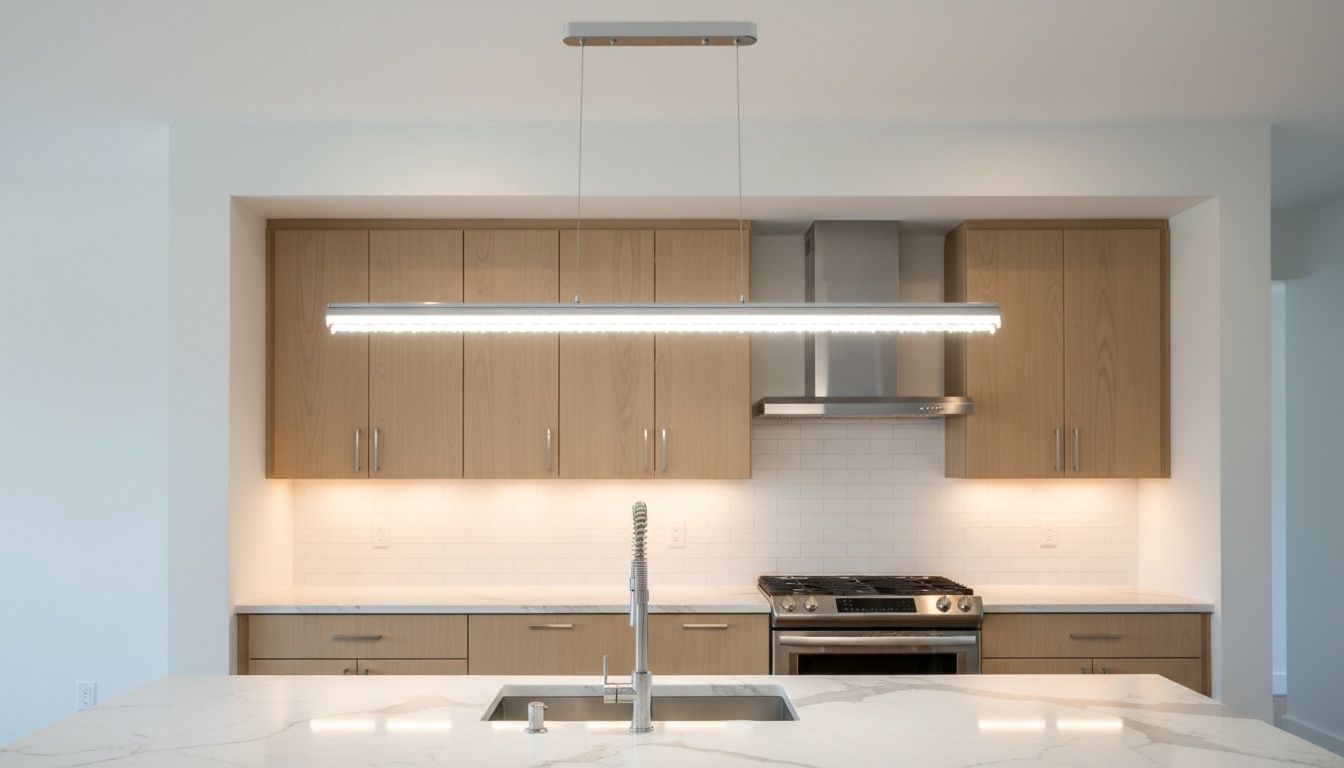Axis Noir: Linear Pendant in Brushed Steel