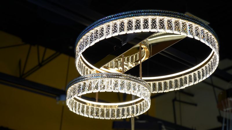 Interlocking Crystal Ring Flush Chandelier