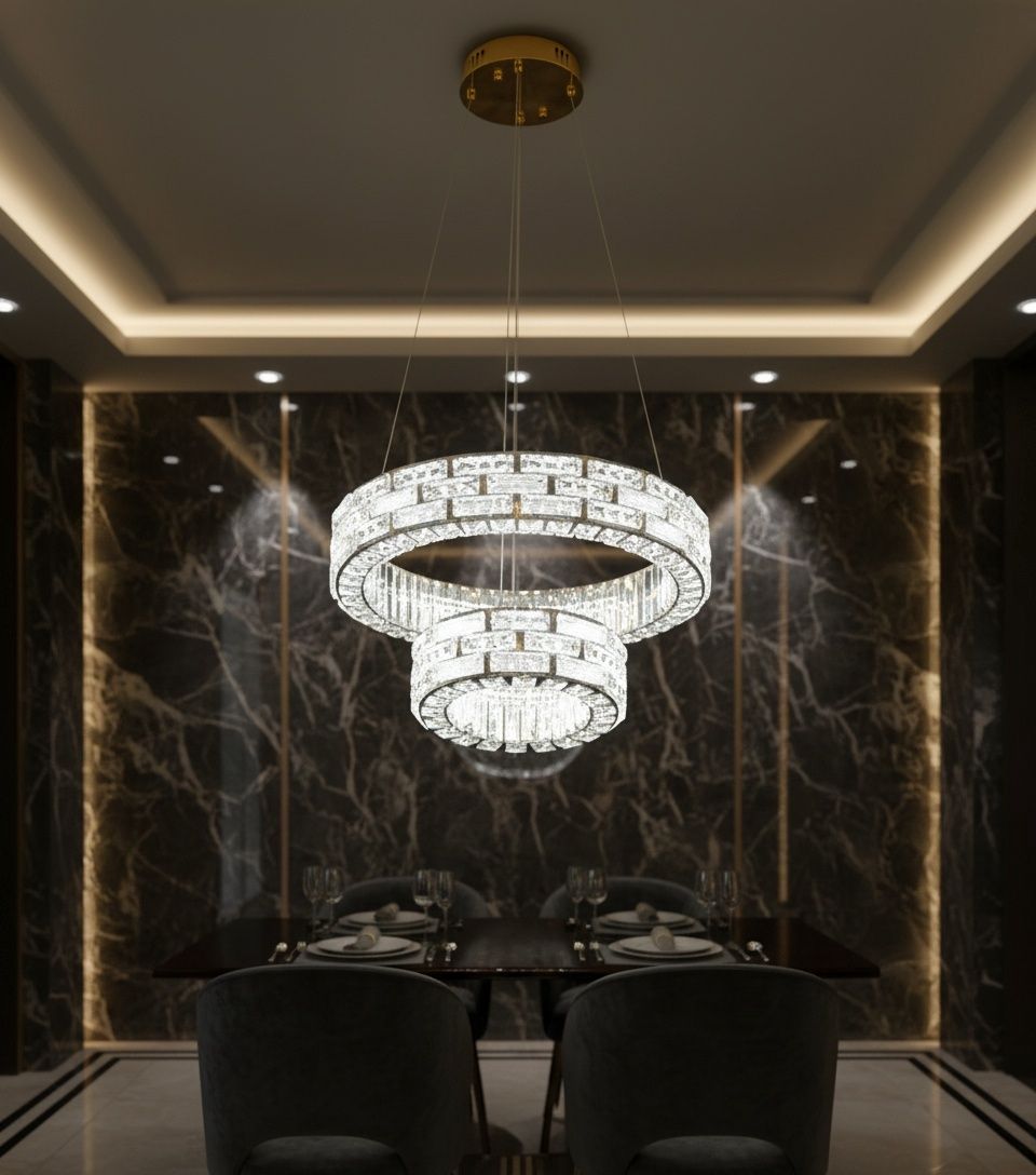 LuxuryLights Double Crystal Chandelier – Timeless Elegance for Your Home