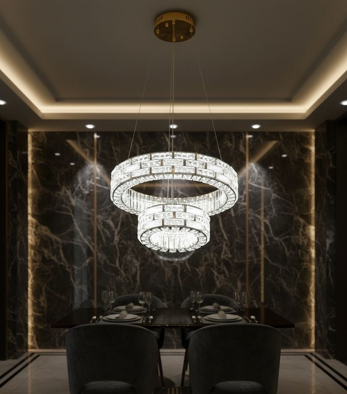 LuxuryLights Double Crystal Chandelier – Timeless Elegance for Your Home