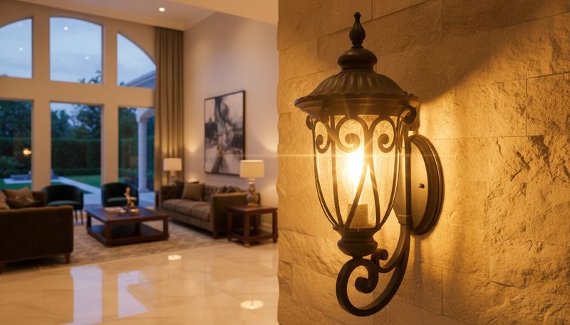 Scrollwork Elegance Outdoor Wall Lantern – Black Iron Finish