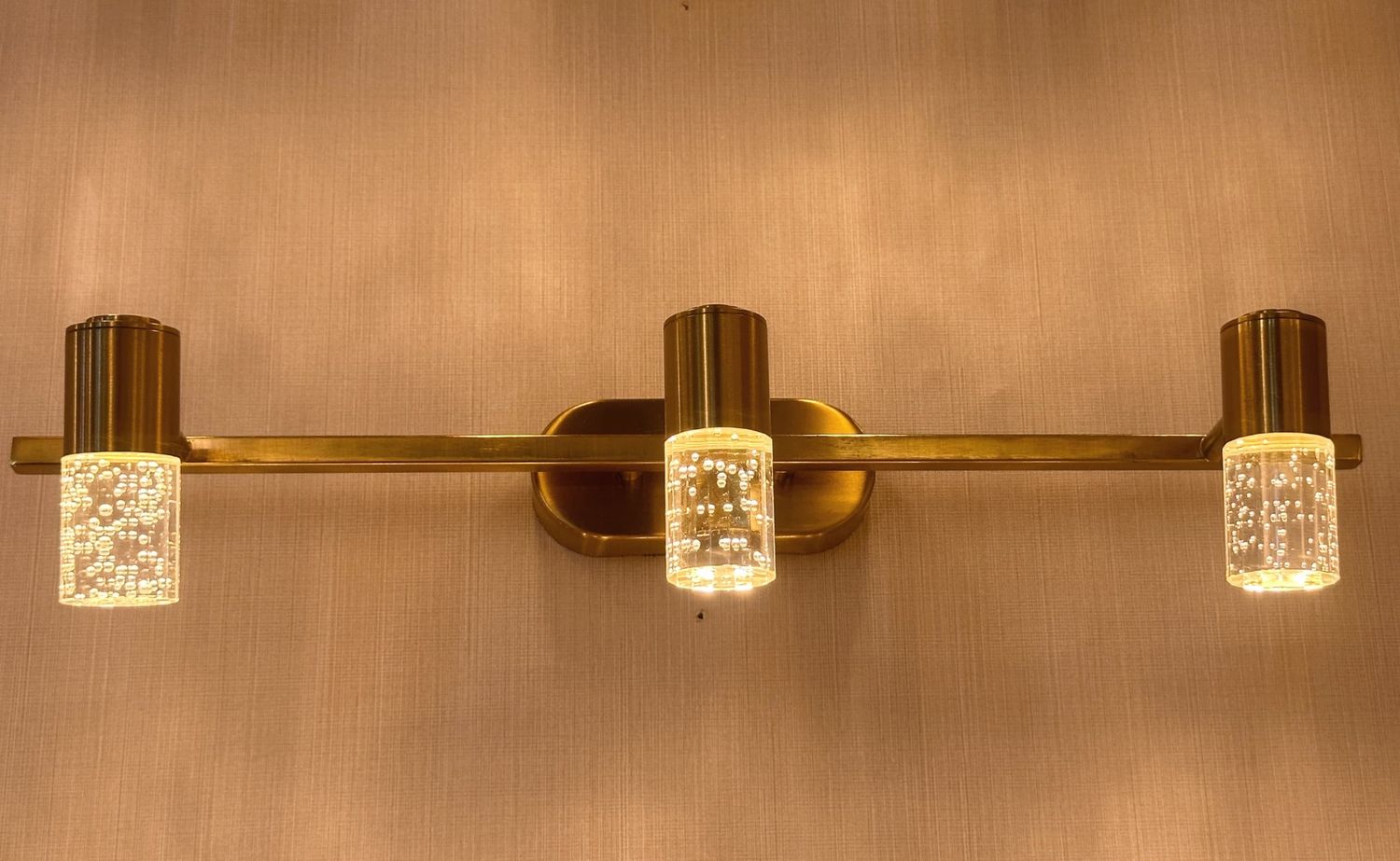Aurum Cube Vanity LightBrushed Brass &amp; Frosted Glass Series