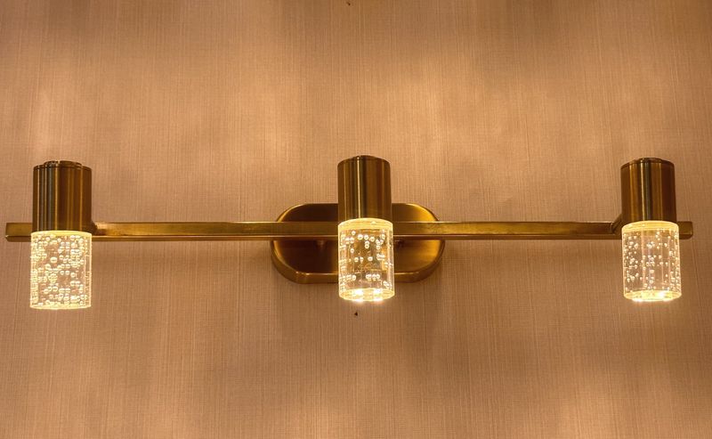 Aurum Cube Vanity LightBrushed Brass &amp; Frosted Glass Series