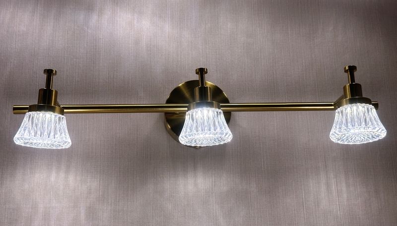Marbella Frost Vanity Light Brushed Gold &amp; Opal Glass Series