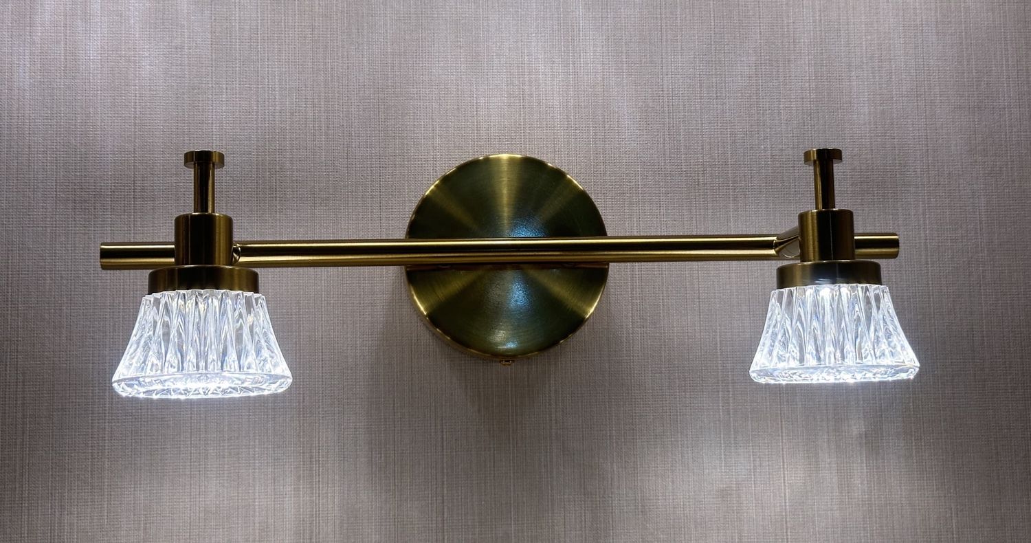Marbella Frost Vanity LightBrushed Gold &amp; Opal Glass Series