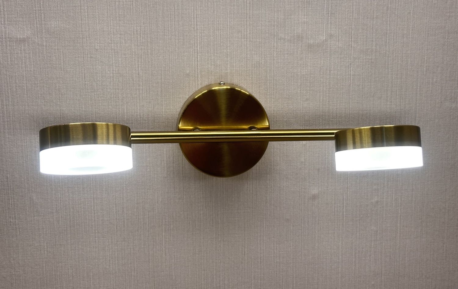 Solstice Halo Vanity LightBrushed Gold &amp; Frosted Acrylic Series