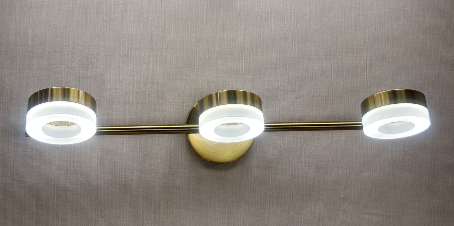 Solstice Halo Vanity Light  Brushed Gold &amp; Frosted Acrylic Series0