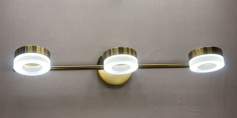Solstice Halo Vanity Light  Brushed Gold &amp; Frosted Acrylic Series0