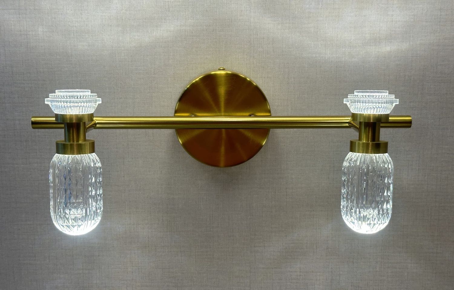 Luna Frost Vanity LightBrushed Gold &amp; Opal Crystal Series
