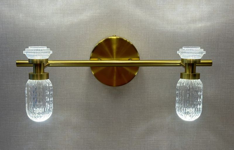 Luna Frost Vanity LightBrushed Gold &amp; Opal Crystal Series
