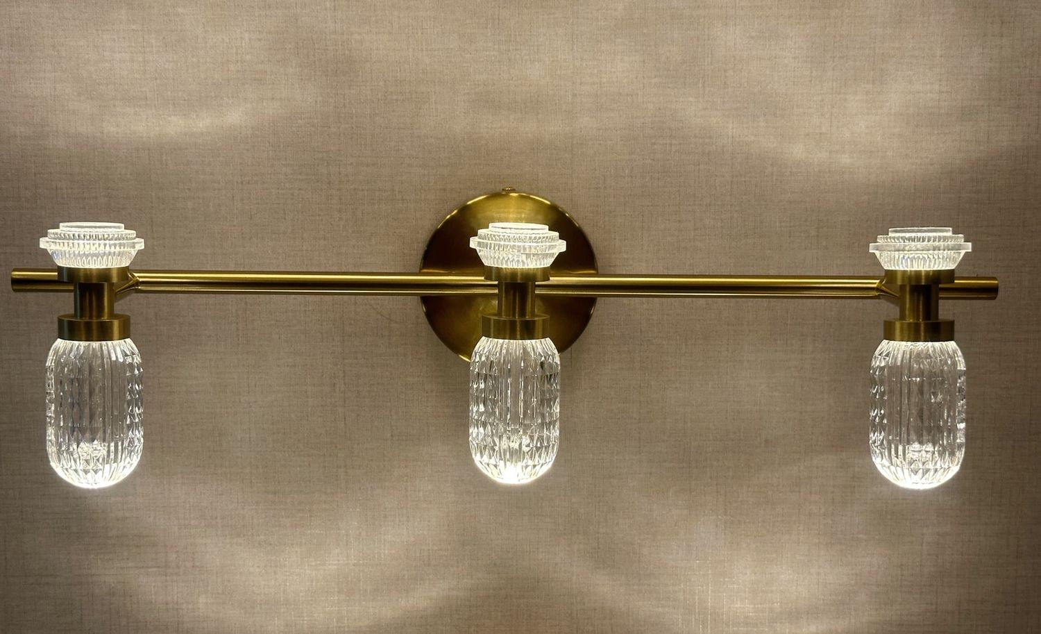 Luna Frost Vanity Light Brushed Gold &amp; Opal Crystal Series