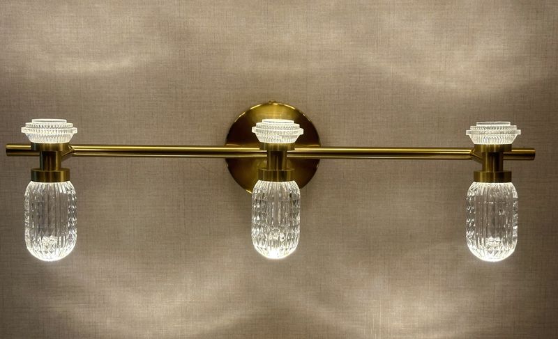 Luna Frost Vanity Light Brushed Gold &amp; Opal Crystal Series